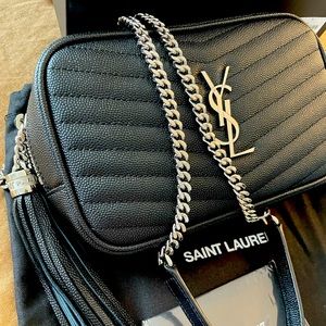 YSL Mini Lou Bag / Black with silver hardware